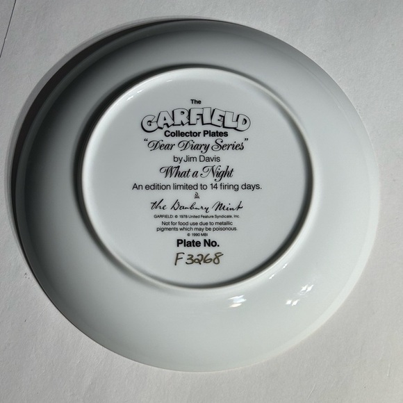 GARFIELD CAT Jim Davis "Dear Diary" Danbury Mint Plates Lot Of 4 - Picture 8 of 10